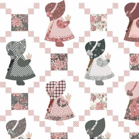 A Walk on the Prairie 108" Sunbonnet Sue Wide Back White