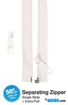 50" Separating Zipper + Extra slide - White