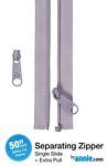 50" Separating Zipper + Extra slide - Pewter