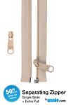 50" Separating Zipper + Extra slide- Natural