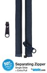 50" Separating Zipper + Extra slide- Navy