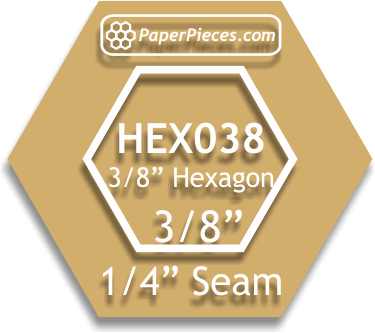 3/8" Hexagon Acrylic Template with 1/4" seam allowance