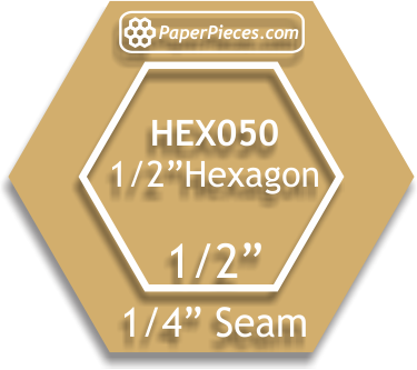 1/2" Hexagon Acrylic Template with 1/4" seam allowance