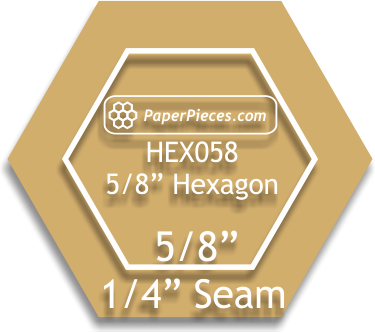 5/8" Hexagon Acrylic Template with 1/4" seam allowance