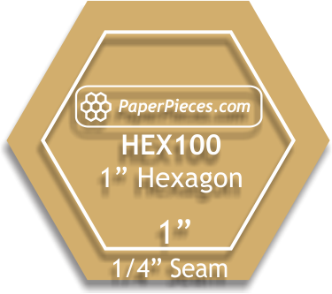 1" Hexagon Acrylic Template with 1/4" seam allowance