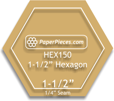 1 1/2" Hexagon Acrylic Template with 1/4" seam allowance