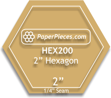 2" Hexagon Acrylic Template with 1/4" seam allowance