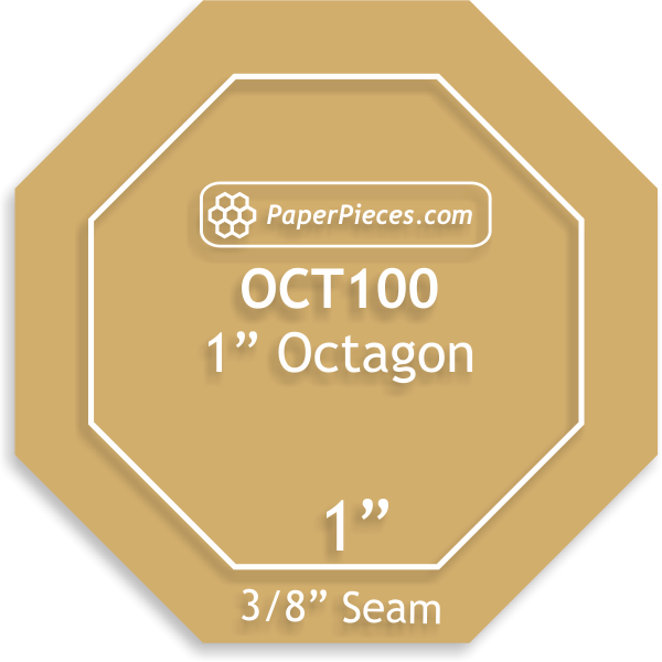 1" Octagon Acrylic Template with 3/8" seam allowance