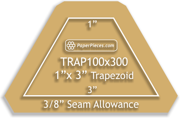1 x 3 Trapezoid Acrylic Template with 3/8" seam allowance