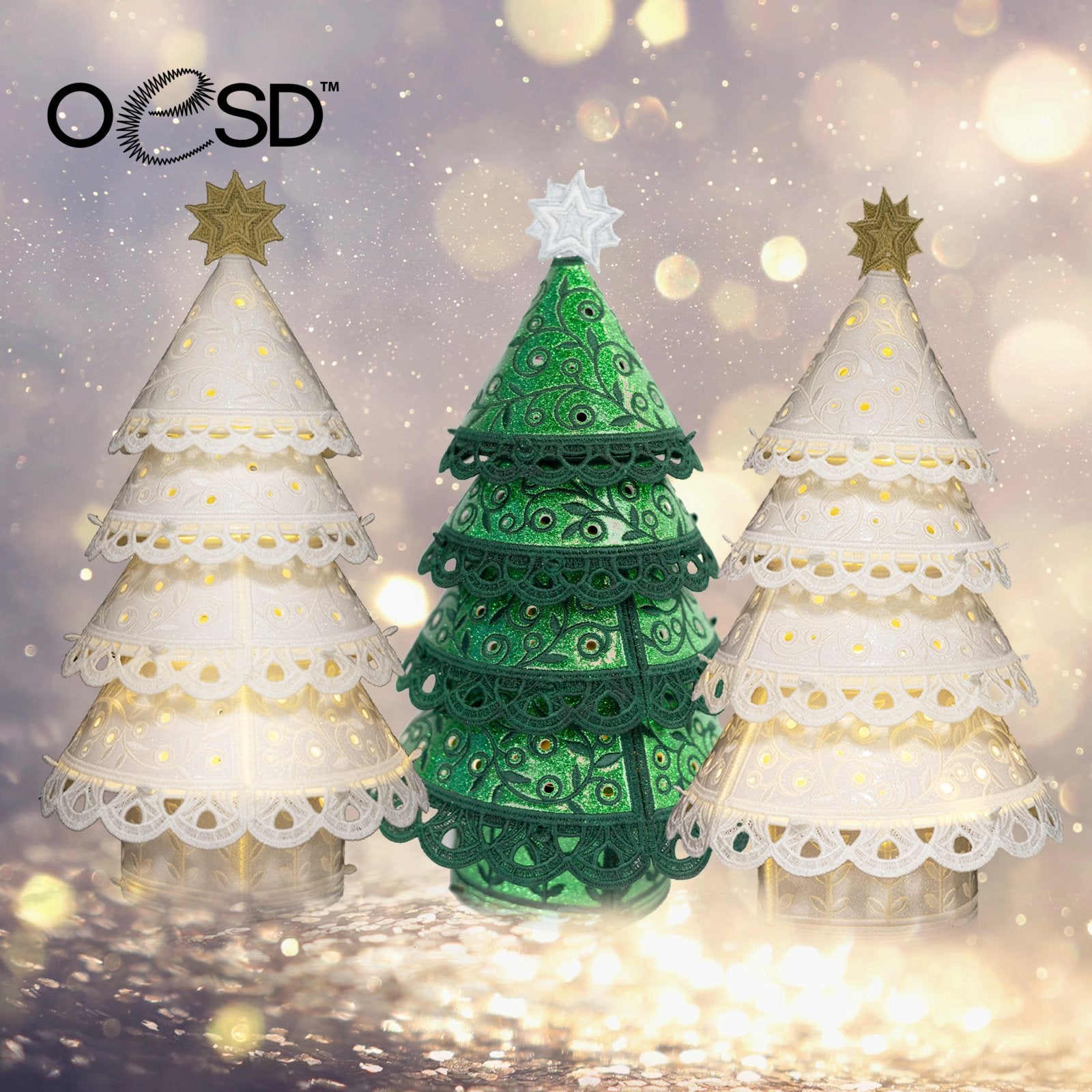 All Aglow Freestanding Christmas Tree Machine Embroidery