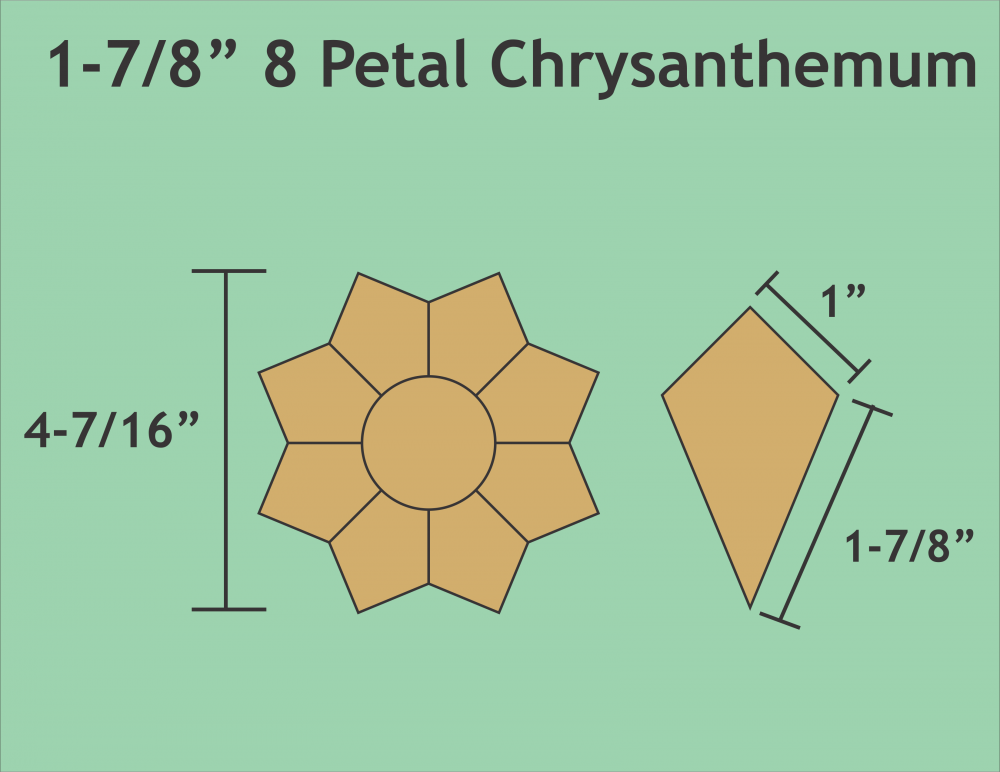 1 7/8" 8 Petal Chrysanthemums English Paper Piecing Papers 48 Complete Plates