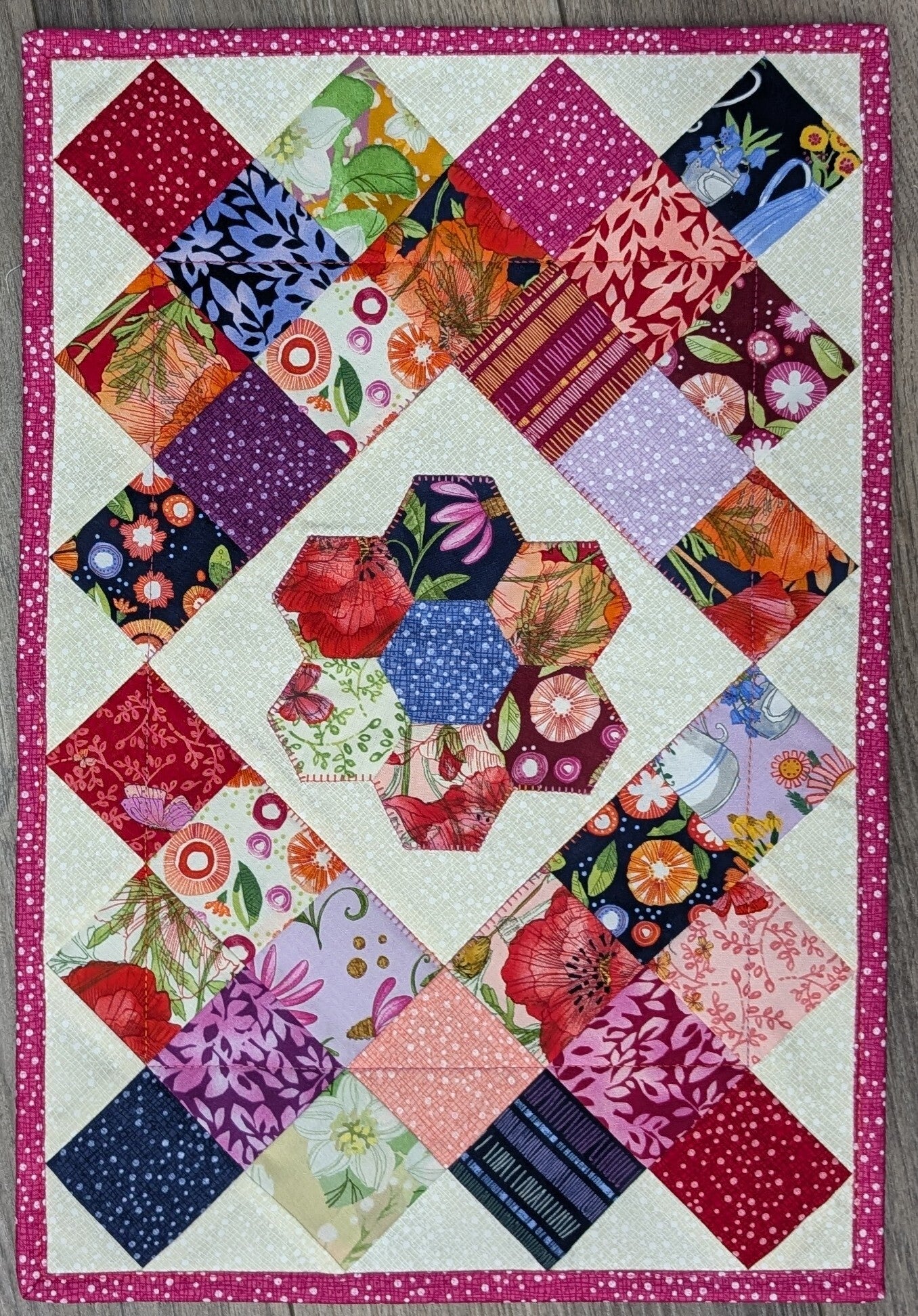 Flower Hexi Table Mat Kit - 9 Different Fabric Options