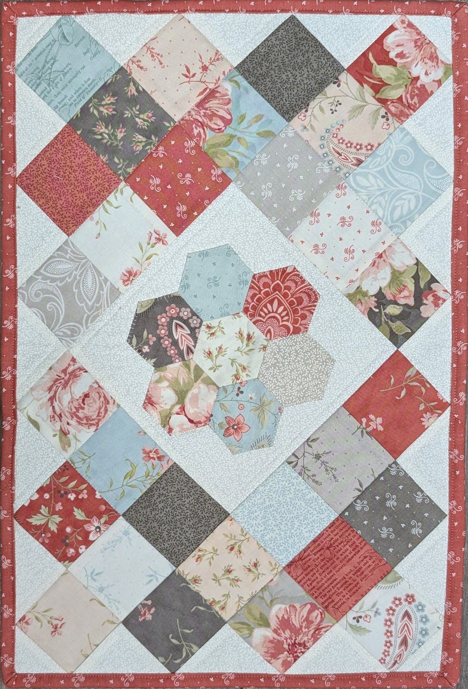 Flower Hexi Table Mat Kit - 9 Different Fabric Options
