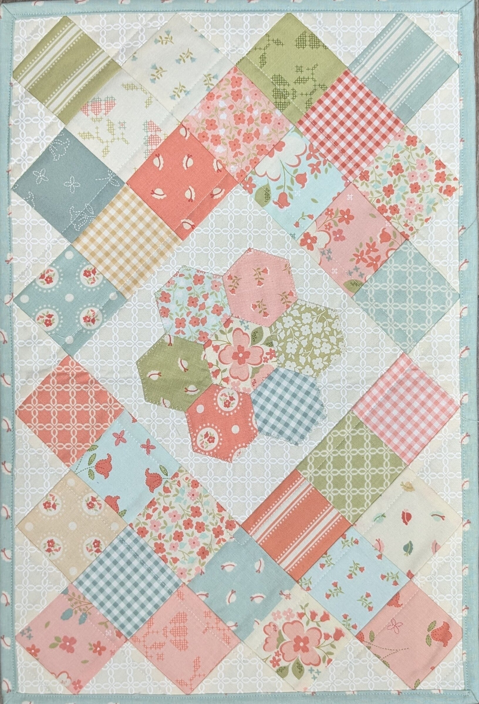 Flower Hexi Table Mat Kit - 9 Different Fabric Options