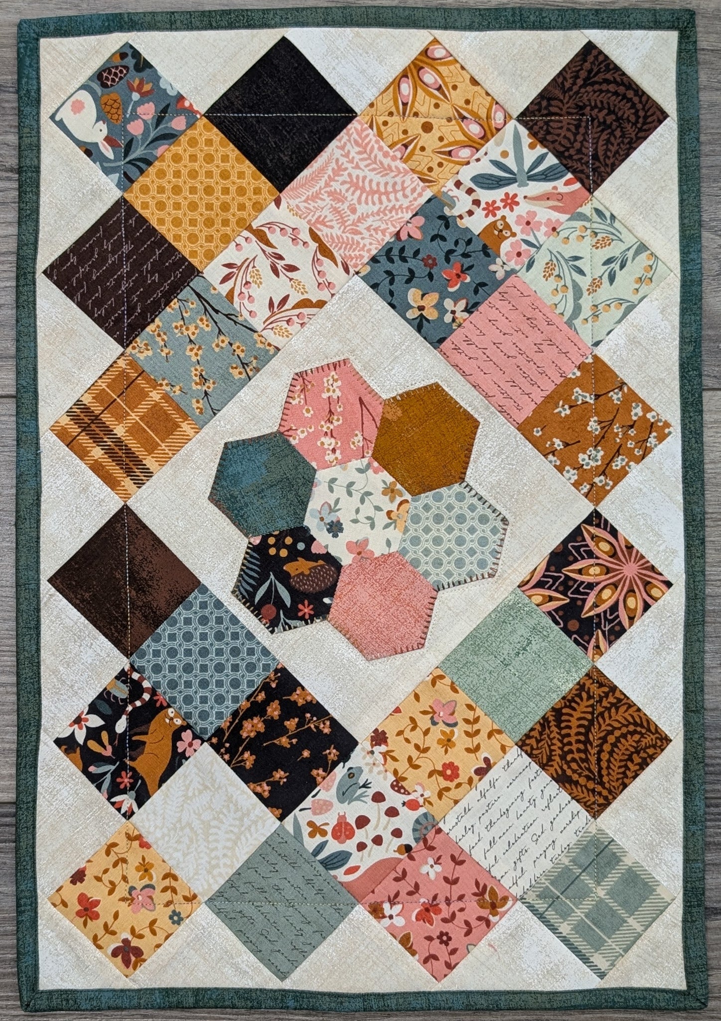 Flower Hexi Table Mat Kit - 9 Different Fabric Options