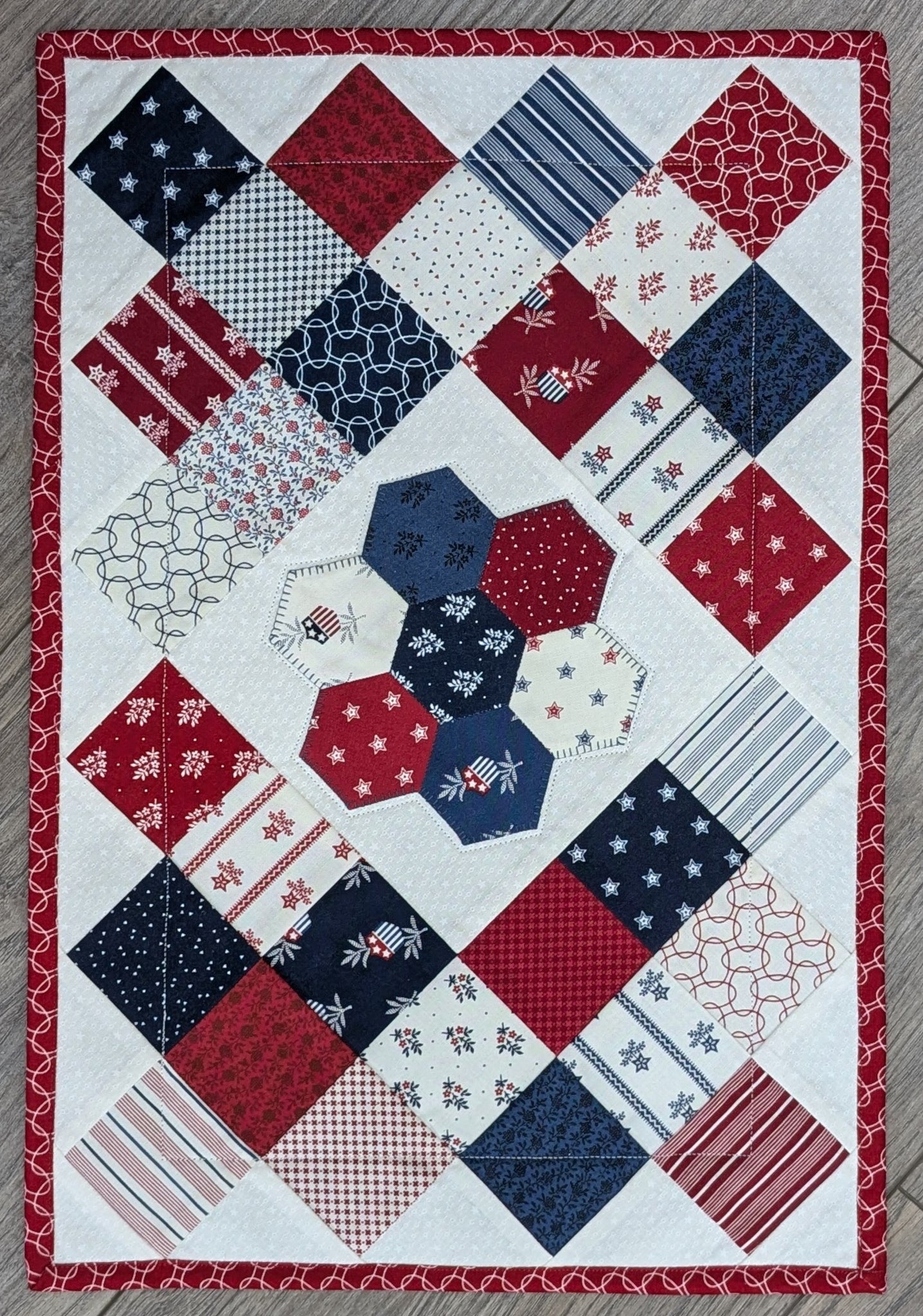 Flower Hexi Table Mat Kit - 9 Different Fabric Options