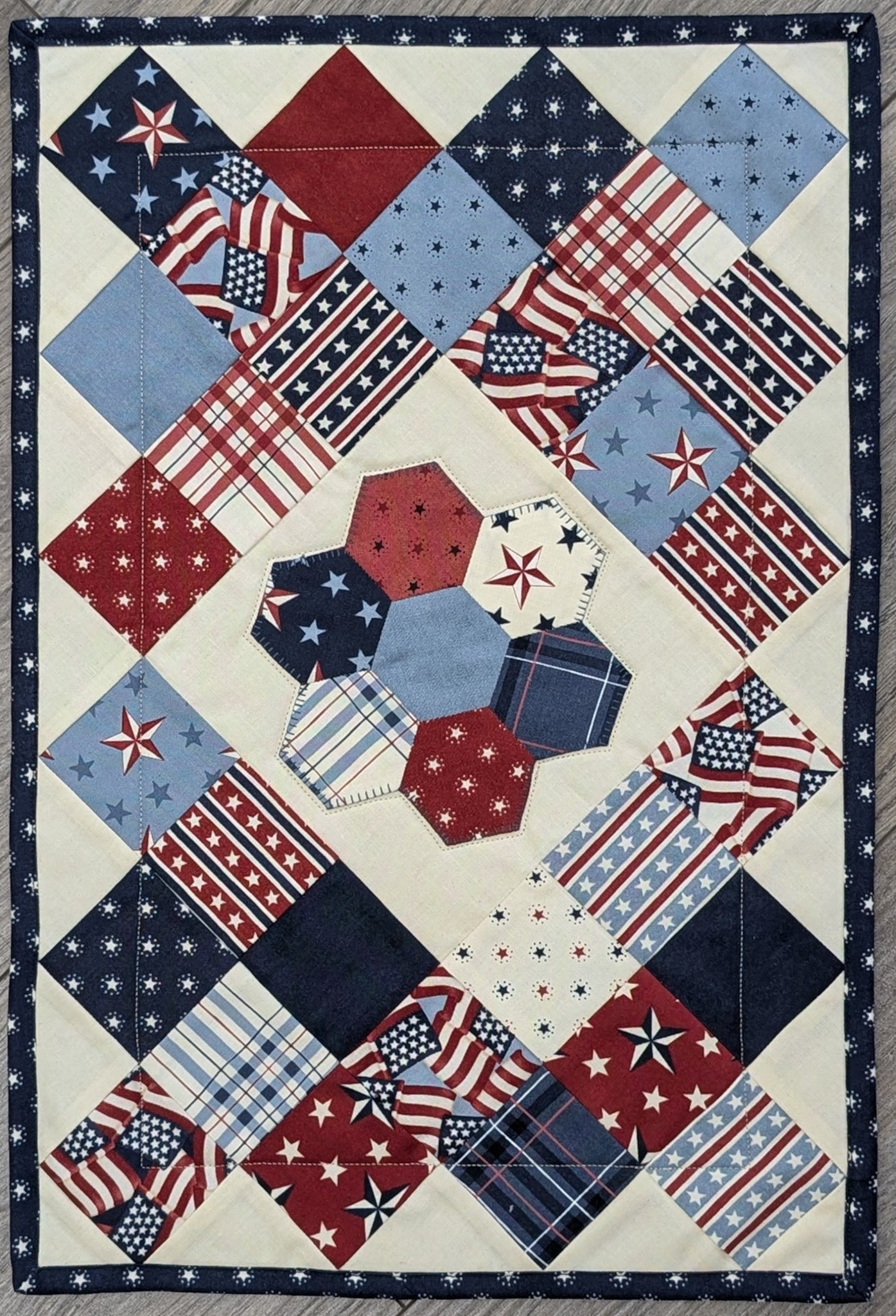 Flower Hexi Table Mat Kit - 9 Different Fabric Options