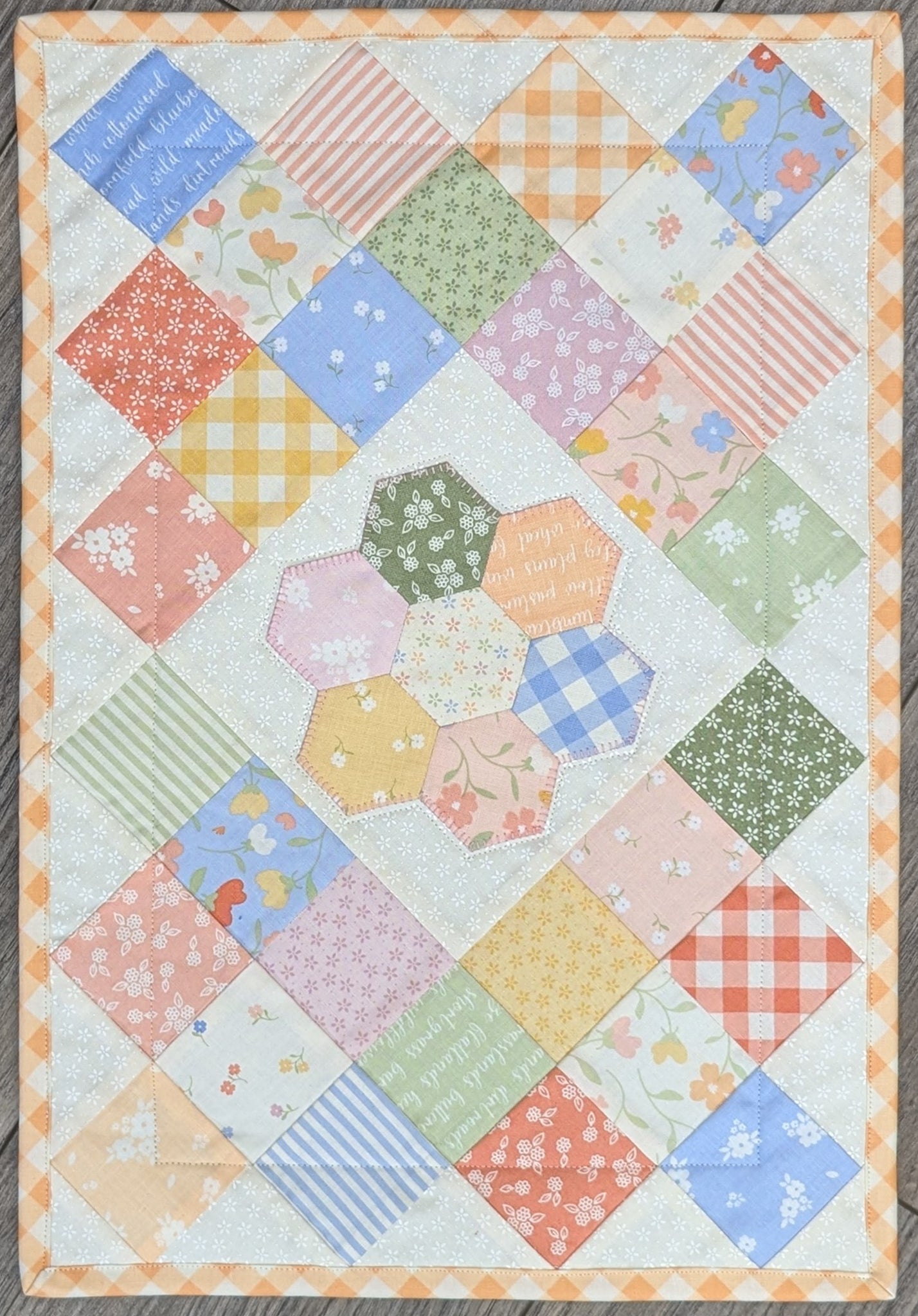 Flower Hexi Table Mat Kit - 9 Different Fabric Options