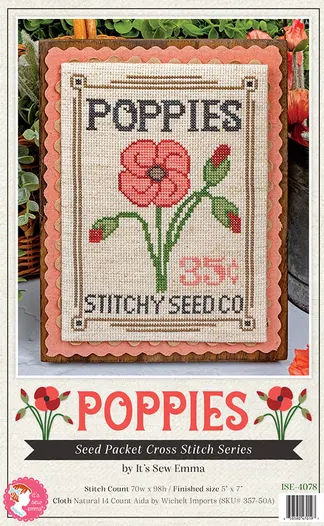 Seed Packet - Poppies Cross Stitch Pattern